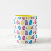 Speciaal Waterverf paaseipatroon Tweekleurige Koffiemok (Center)