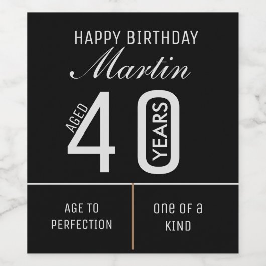 Speciaal wijnetiket op 40e verjaardag wijn etiket (Enkel label)