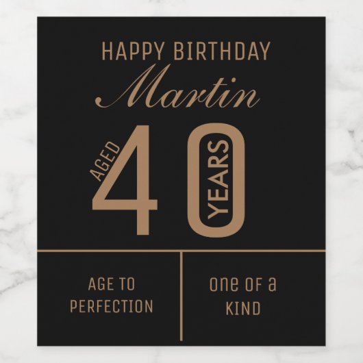 Speciaal wijnetiket op 40e verjaardag wijn etiket (Enkel label)