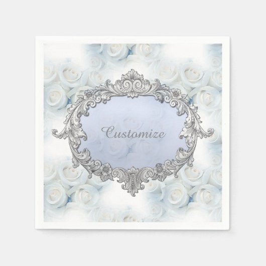 Speciaal winterwitrozen Pattern Napkins Servet (Voorkant)