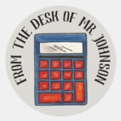 Speciaal Wiskunde leraar calculator van bureau Ronde Sticker (Voorkant)