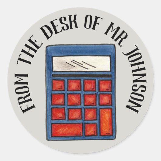 Speciaal Wiskunde leraar calculator van bureau Ronde Sticker (Voorkant)