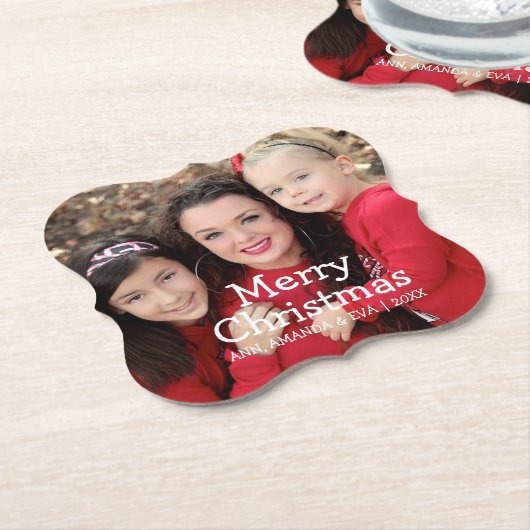 Speciaal witscript, prettige kerstfoto kartonnen onderzetters (Gekanteld)