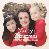 Speciaal witscript, prettige kerstfoto kartonnen onderzetters (Voorkant)