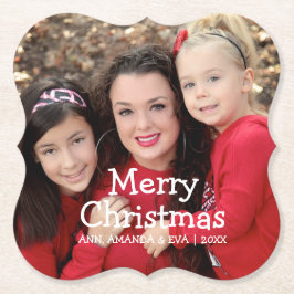 Speciaal witscript, prettige kerstfoto kartonnen onderzetters