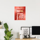 Speciaal Word Art 40th bruiloft Poster (Thuiskantoor)
