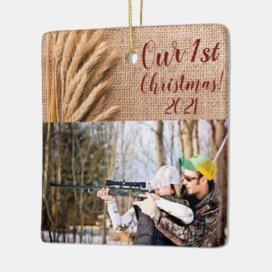 Speciaal XMAS-Ornament Tarwe op Burlap Sack Co Keramisch Ornament (Links)