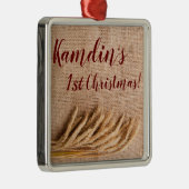 Speciaal XMAS-Ornament Tarwe op Burlap Sack Co Metalen Ornament (Rechts)