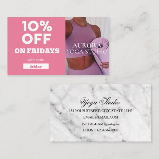 Speciaal Yoga Studio Code op vrijdag Visitekaartje (Voorkant / Achterkant)