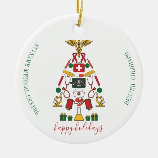 Speciaal zakelijk medisch centrum voor kerstmis keramisch ornament (Voorkant)