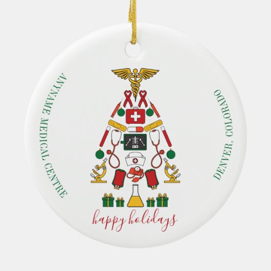 Speciaal zakelijk medisch centrum voor kerstmis keramisch ornament (Achterkant)