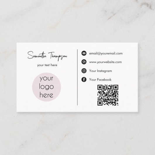 Speciaal zakelijke Logo Sociale media QR-code Visitekaartje (Voorkant)