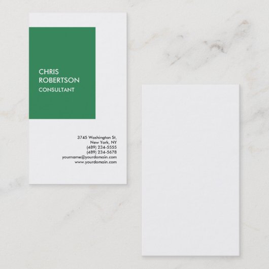 Speciaal Zee Groen Wit Modern Unieke Minimalist Visitekaartje (Voorkant / Achterkant)