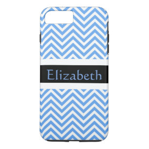 Speciaal Zigzag Chevron Pattern Blue & White iPhone 8/7 Plus Hoesje