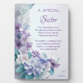 Speciaal zustergedicht Pastel Mauve Blauw Bloemen Fotoplaat (voorkant)