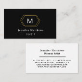 Speciaal zwart en goud Moderne make-up artiest Visitekaartje (Voorkant / Achterkant)