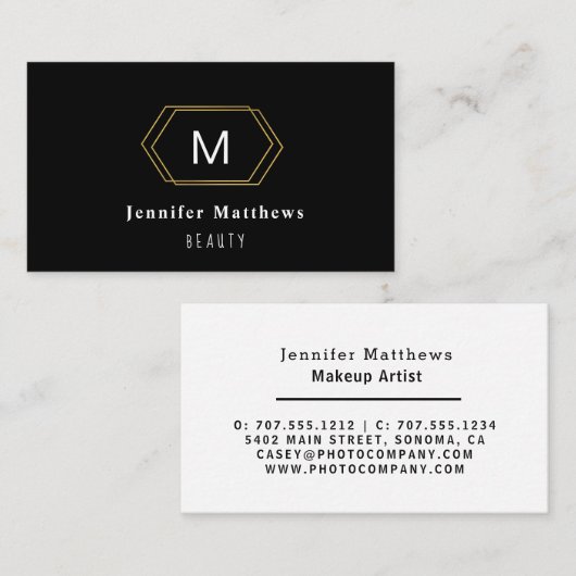 Speciaal zwart en goud Moderne make-up artiest Visitekaartje (Voorkant / Achterkant)