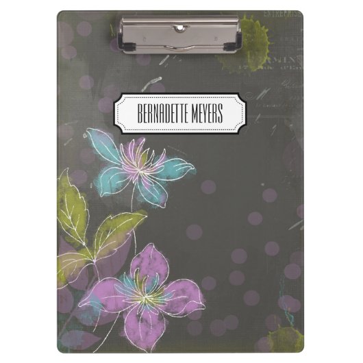 Speciaal  zwart-Floral klembord (Voorkant)