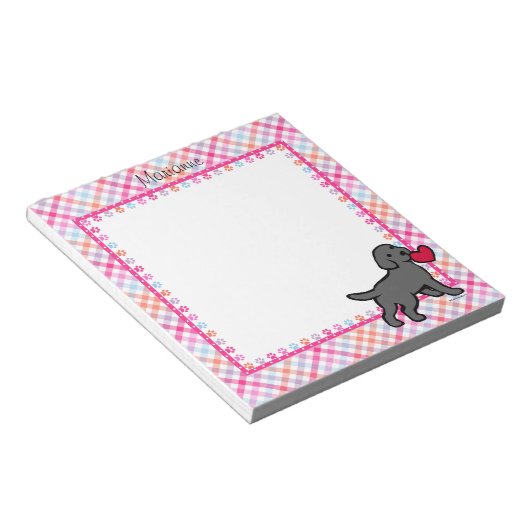 Speciaal zwart Laboratorium Puppy en Rood Hart Notitieblok (Schuin)