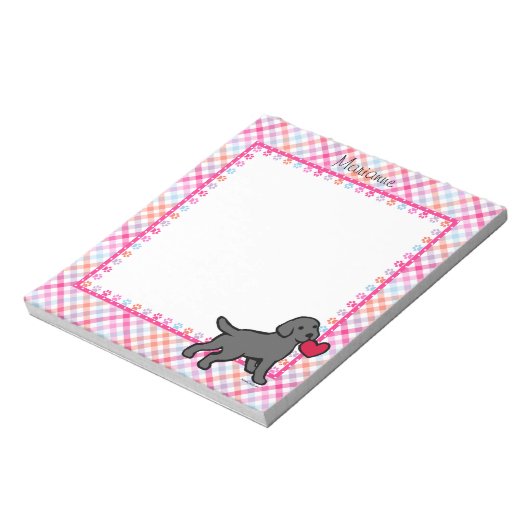 Speciaal zwart Laboratorium Puppy en Rood Hart Notitieblok (Linkerzijde)