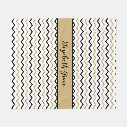 Speciaal zwart-wit Chevron Zig Zag Fleece Deken (Voorkant (Horizontaal))