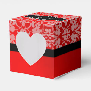 Speciaal zwart-wit en rode Damask hartpleister Bedankdoosjes