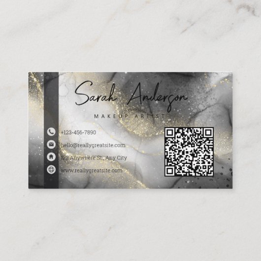 Speciaal zwart-wit Glitter Visitekaartje (Achterkant)