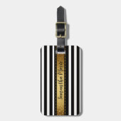 Speciaal zwart-wit Gold Striped Bagagelabel (Voorkant verticaal)