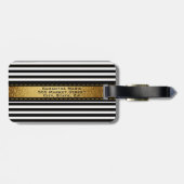 Speciaal zwart-wit Gold Striped Bagagelabel (Achterkant horizontaal)