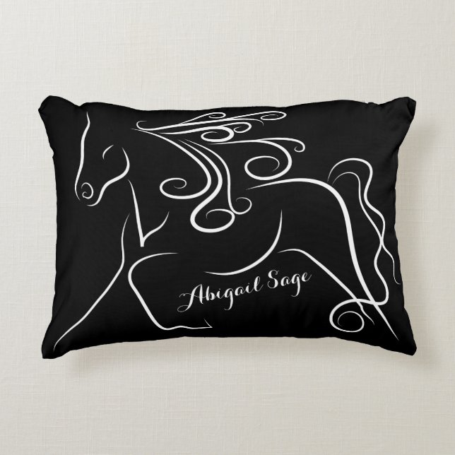 Speciaal  zwart-wit, Silhouette Horse Accent Kussen (Voorkant)