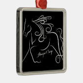 Speciaal  zwart-wit, Silhouette Horse Metalen Ornament (Rechts)