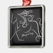 Speciaal  zwart-wit, Silhouette Horse Metalen Ornament (Links)
