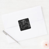Speciaal  zwart-wit, Silhouette Horse Vierkante Sticker (Envelop)