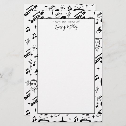 Speciaal zwart-wit-vezelstijlretro briefpapier (Voorkant / Achterkant)