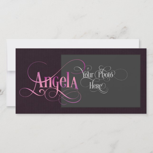 Speciaal Zwirly Manuscript Angela Pink op Paars (Voorkant)