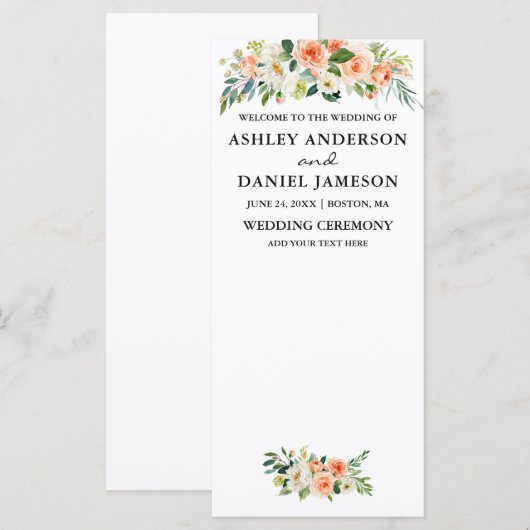 Special 3 - Floral Wedding-programma Menu (Voorkant / Achterkant)