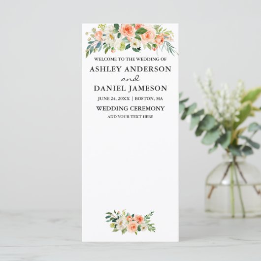 Special 3 - Floral Wedding-programma Menu (Staand voorkant)