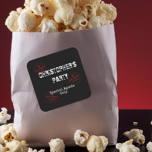 Special Agent / Spy Thema Top Secret Party Vierkante Sticker