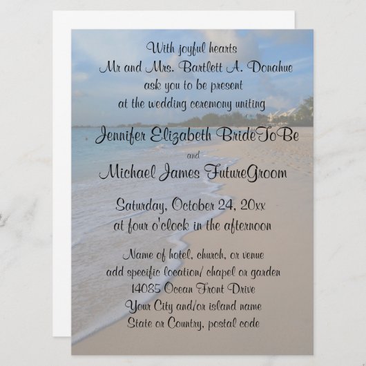 Special Beach Weddenschap met RSVP Reply Card Kaart (Voorkant / Achterkant)