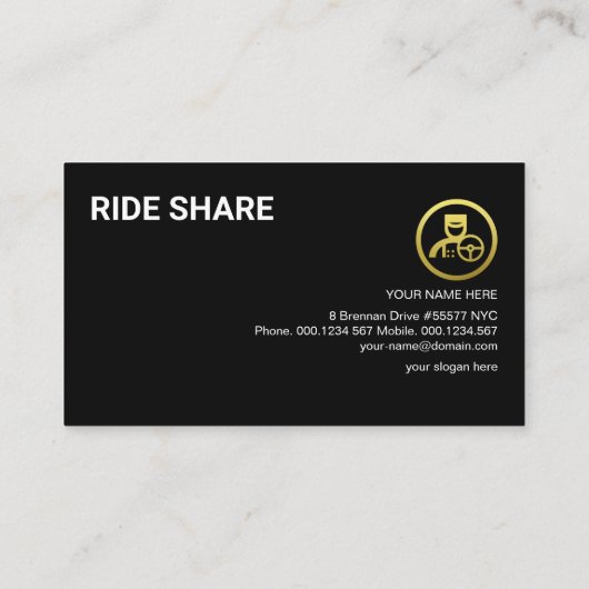 Special Black Yellow Lines Ride Share Driver Visitekaartje (Achterkant)