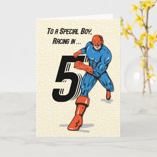 Special Boy 5th Verjaardag Superheld Kaart (Gele Bloem)