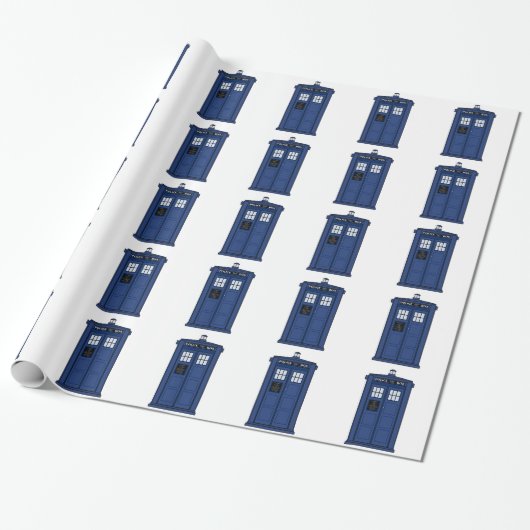 Special Call POLICE Box Blue geek SciFi Cadeaupapier (Uitgerold)