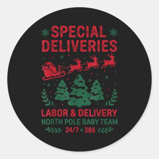 Special Deliveries Labor And Delivery Baby Nurse C Ronde Sticker (Voorkant)