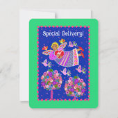 Special Delivery Angel Valentine Personalized Feestdagenkaart (Voorkant)