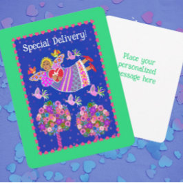 Special Delivery Angel Valentine Personalized Feestdagenkaart