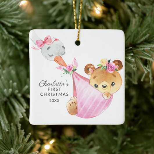 Special Delivery Baby's Eerste Kerst Beer Keramisch Ornament (Boom)