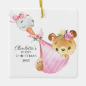 Special Delivery Baby's Eerste Kerst Beer Keramisch Ornament (Voorkant)