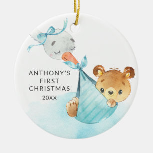 Special Delivery Baby's Eerste Kerst Beer Keramisch Ornament