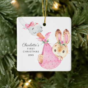Special Delivery Baby's Eerste Kerst Konijn Keramisch Ornament