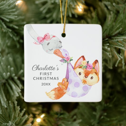 Special Delivery Baby's Eerste Kerst vos Keramisch Ornament (Boom)